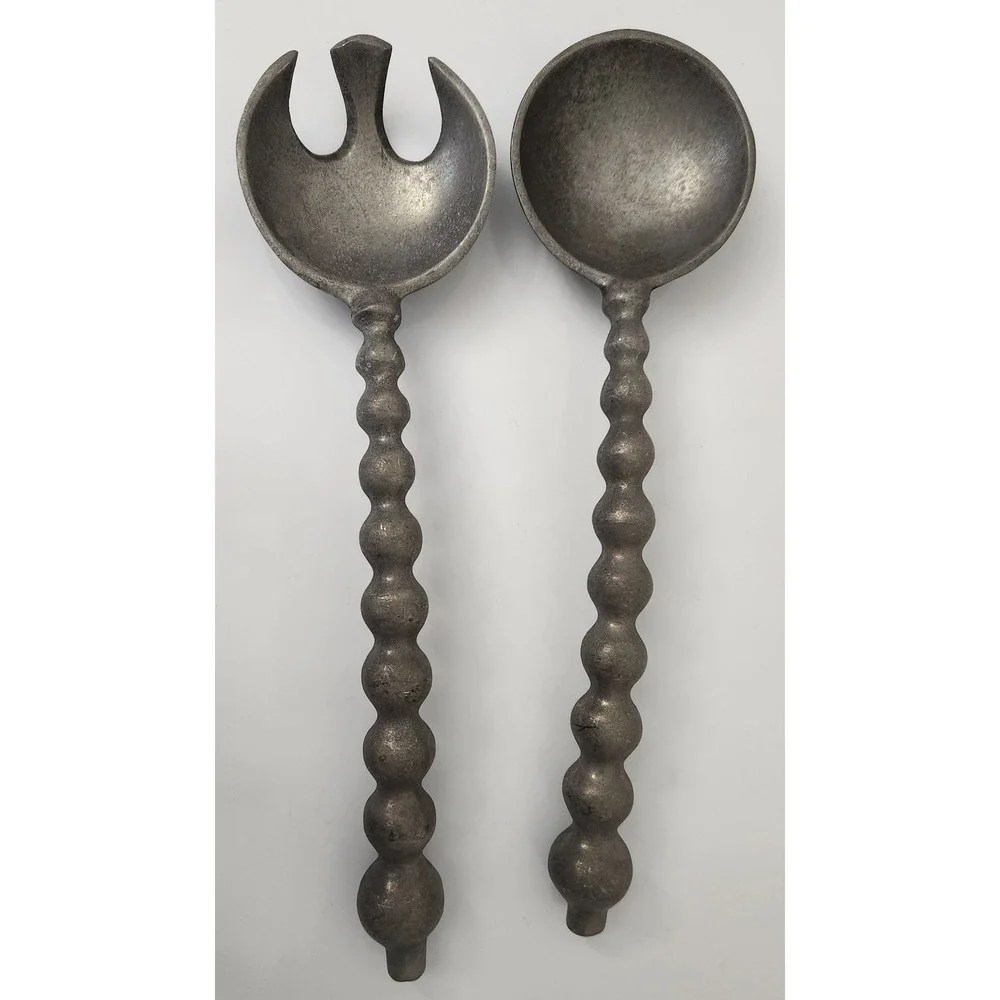 Vintage Metal‎ Salad Servers Serving Spoon Spork Kitchen Utensils Decor